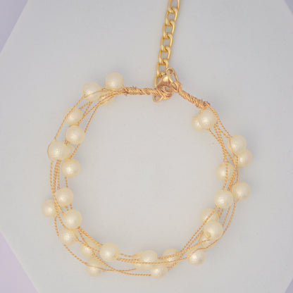 Pearl Aura Multi-Strand Gold Bracelet