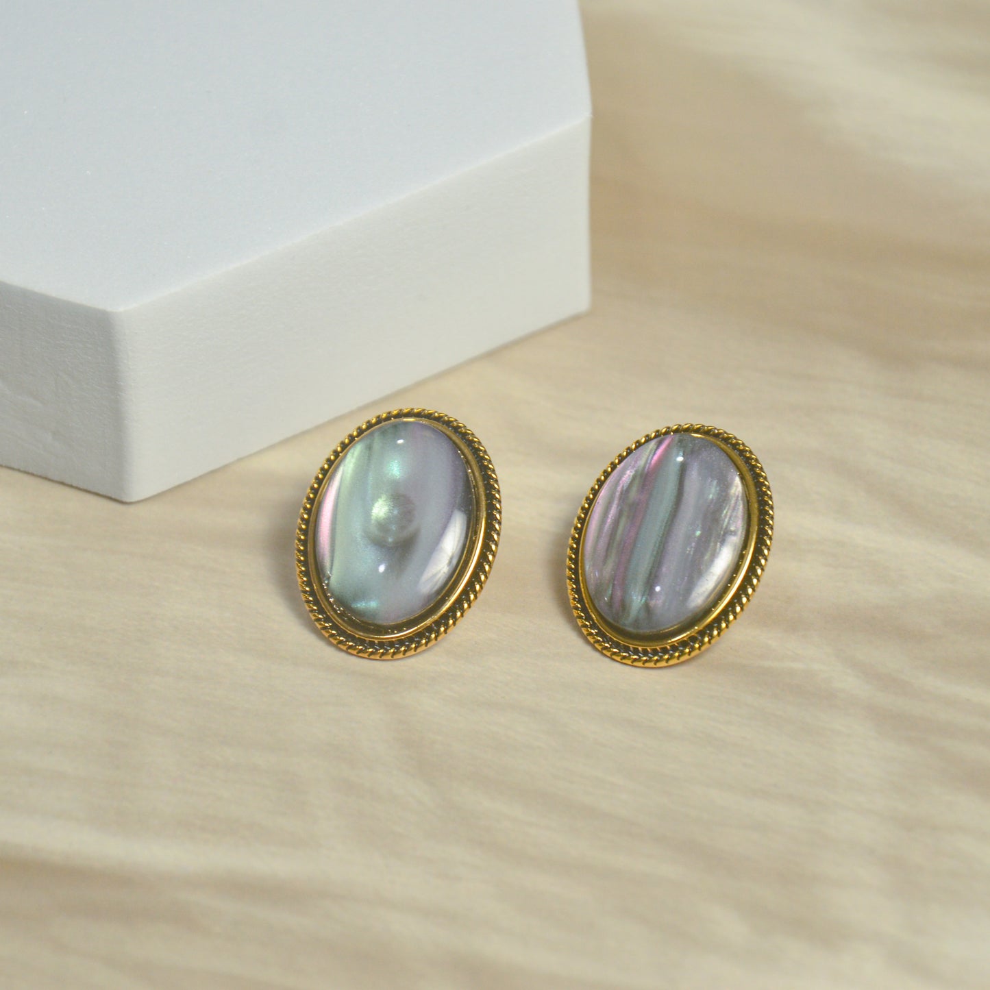 Aurora Shell Oval MOP Stud Earrings