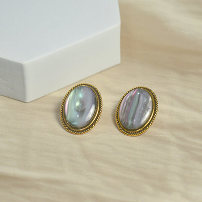 Aurora Shell Oval MOP Stud Earrings