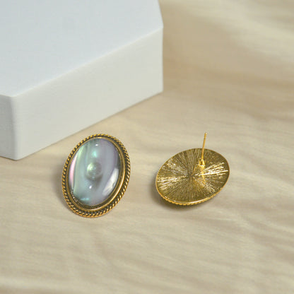 Aurora Shell Oval MOP Stud Earrings