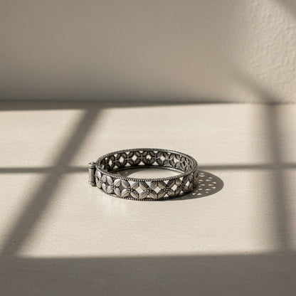2pc German Silver Floral Cutwork Kada Bangles for Women