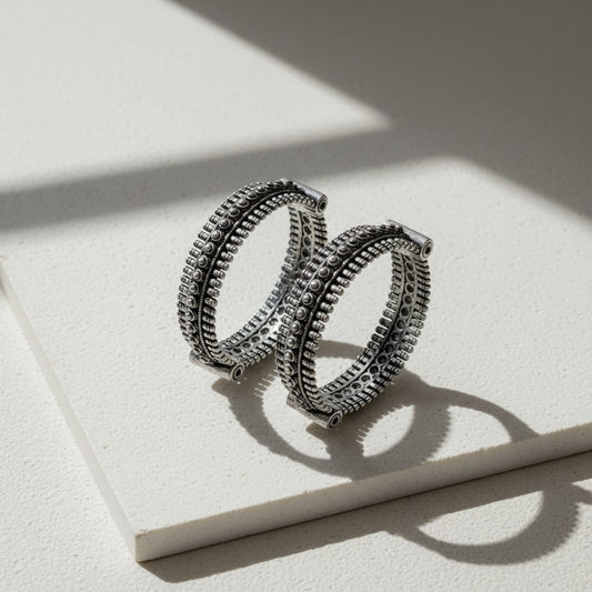 2PC German Silver Tribal Kada Bangles for Women