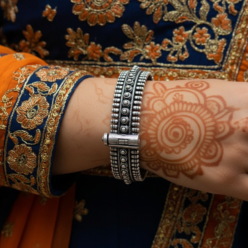 2PC German Silver Tribal Kada Bangles for Women