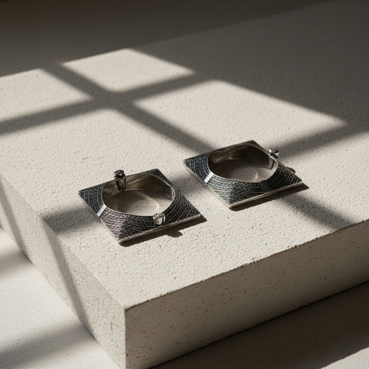 2PC Openable German Silver Square Kada Bangles