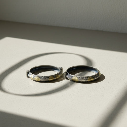 2PC German Silver Dual Tone Kada Bangles for Women