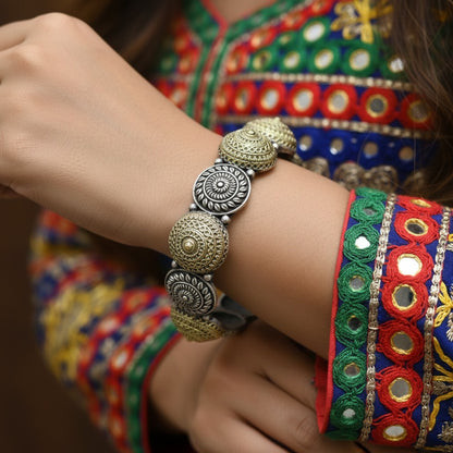 2PC German Silver Dome Design Kada Bangles