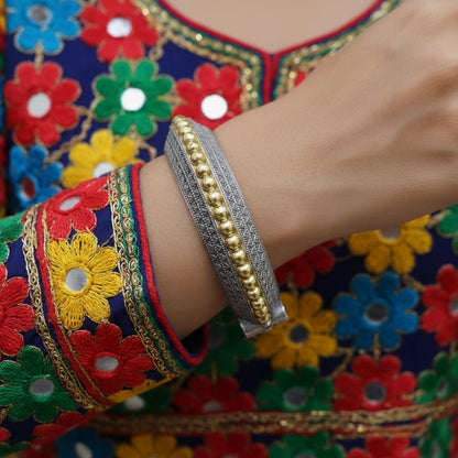 2PC German Silver Gold Bead Border Kada Bangles