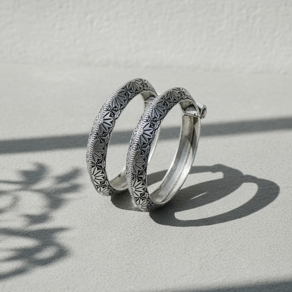 2PC German Silver Dual Tone Kada Bangles for Women