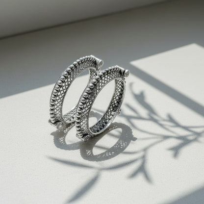 2PC Openable German Silver Mesh Kada Bangles