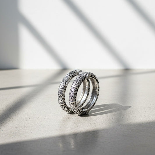 2PC German Silver Engraved Kada Bangles