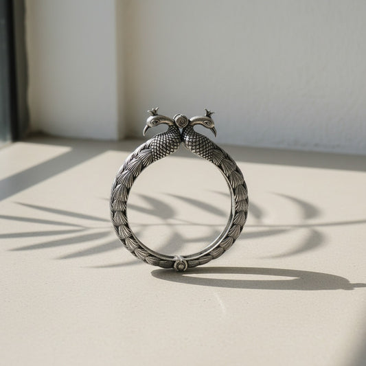 2PC Openable German Silver Peacock Kada Bangles