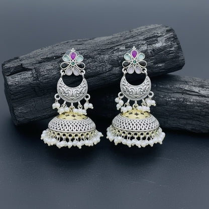 Traditional German Silver Jhumka Earrings for Women | Lady Zone
