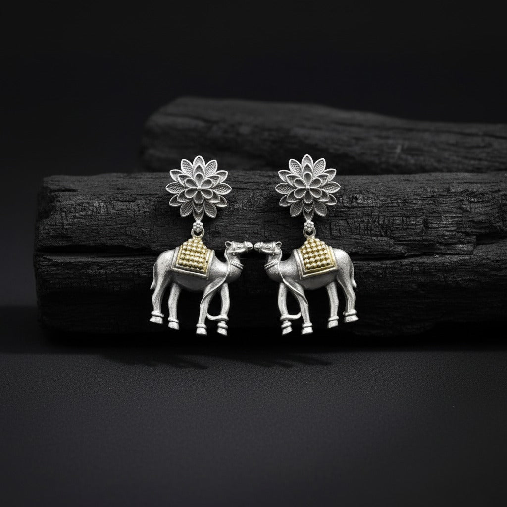 Traditional German Silver Camel Drop Earrings for Women | Lady Zone