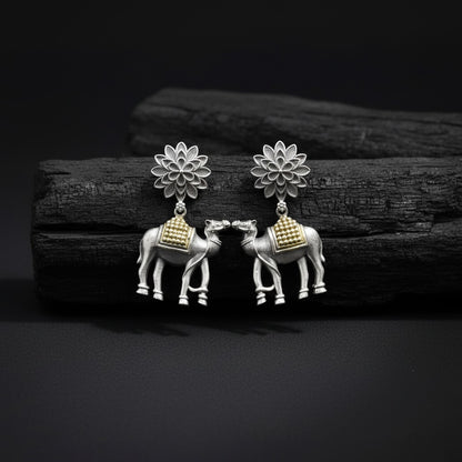 Traditional German Silver Camel Drop Earrings for Women | Lady Zone