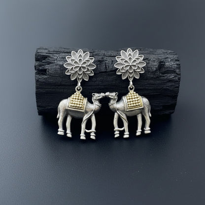 Traditional German Silver Camel Drop Earrings for Women | Lady Zone