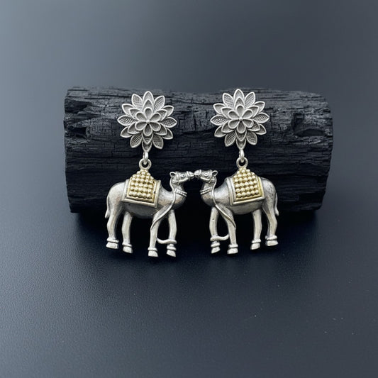 Traditional German Silver Camel Drop Earrings for Women | Lady Zone