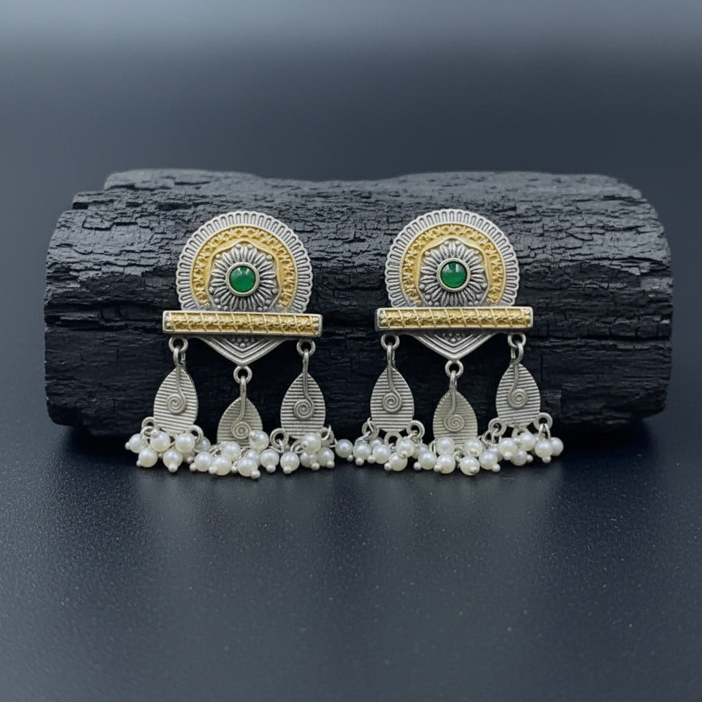 Traditional German Silver Pearl Drop Earrings for Women | Lady Zone