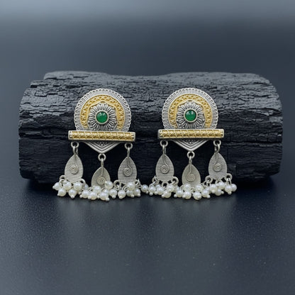 Traditional German Silver Pearl Drop Earrings for Women | Lady Zone
