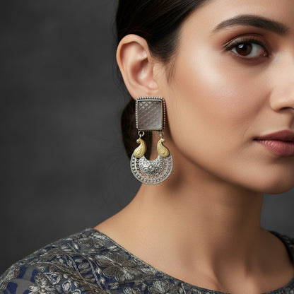 Traditional German Silver Stone Stud Earrings for Women | Lady Zone