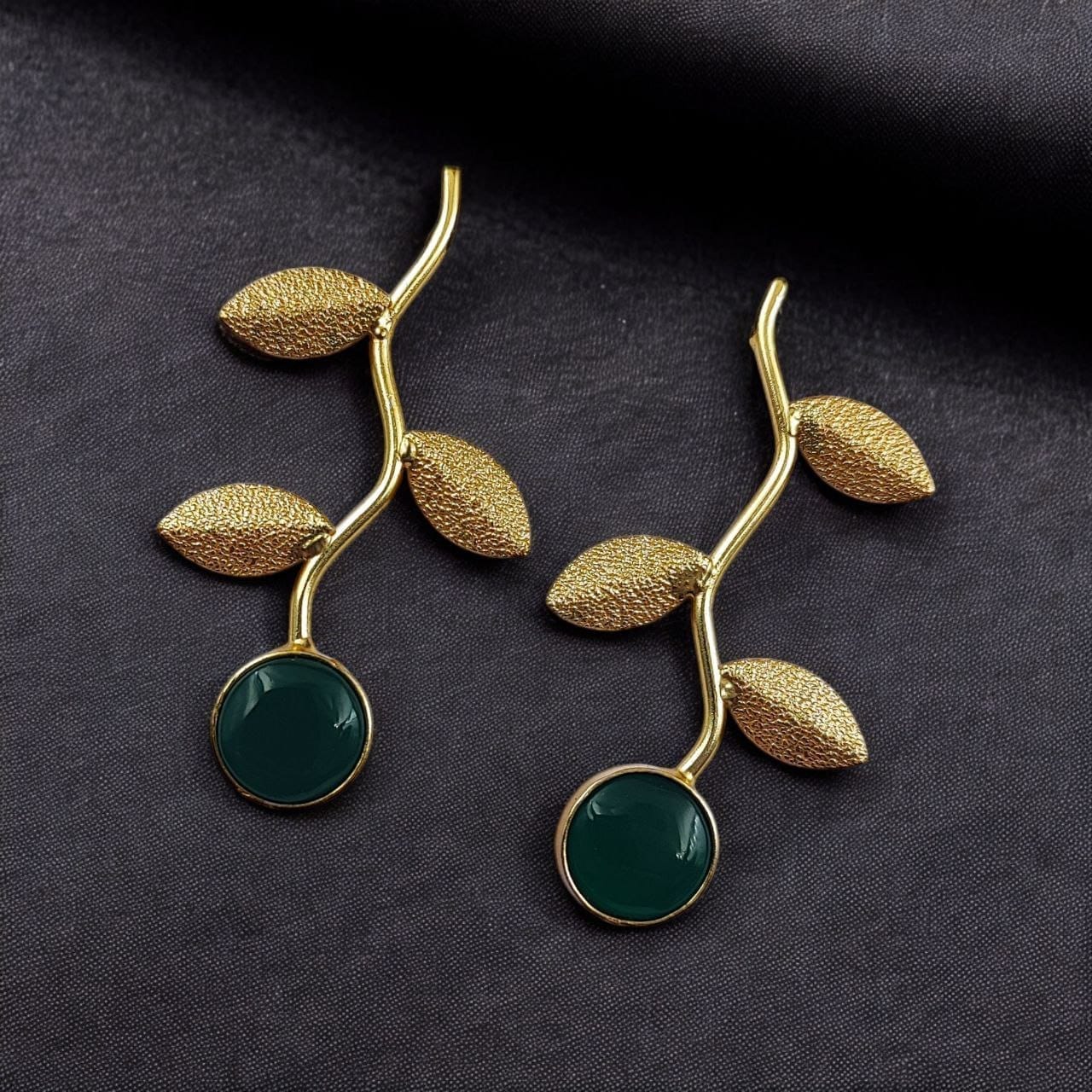 Nature Leaf Stone Drop Earrings | Lady Zone