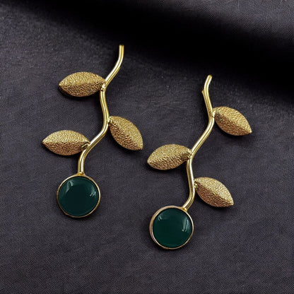 Nature Leaf Stone Drop Earrings | Lady Zone
