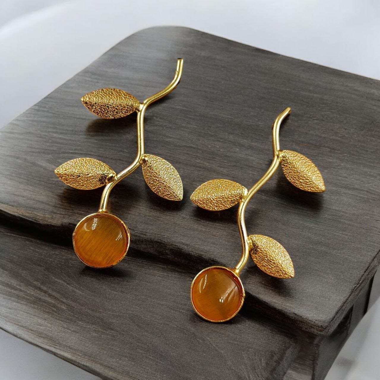 Nature Leaf Stone Drop Earrings | Lady Zone