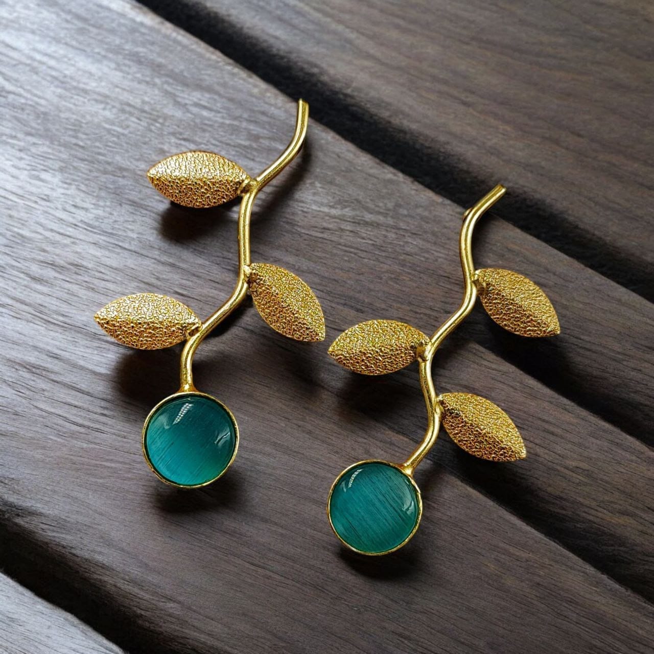 Nature Leaf Stone Drop Earrings | Lady Zone