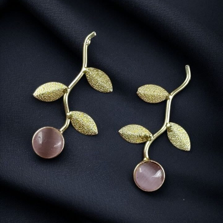 Nature Leaf Stone Drop Earrings | Lady Zone