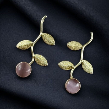 Nature Leaf Stone Drop Earrings | Lady Zone