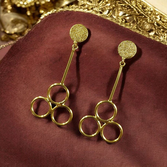 Gold Finish Geometric Circle Drop Earrings for Women | Lady Zone