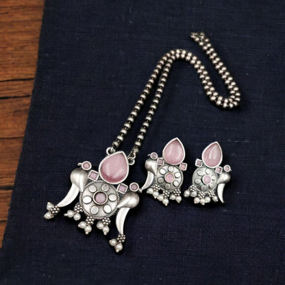 German Silver Floral Pattern Necklace Set for Women | Lady Zone