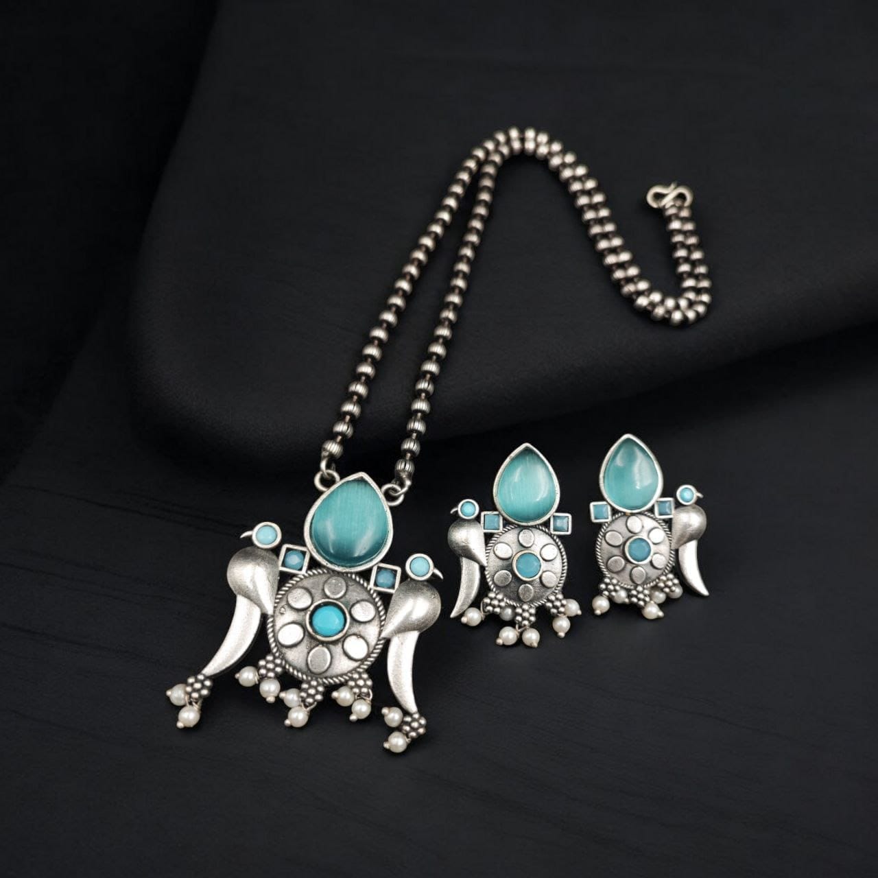 German Silver Floral Pattern Necklace Set for Women | Lady Zone