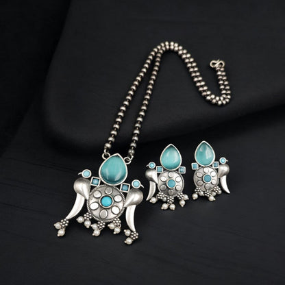 German Silver Floral Pattern Necklace Set for Women | Lady Zone