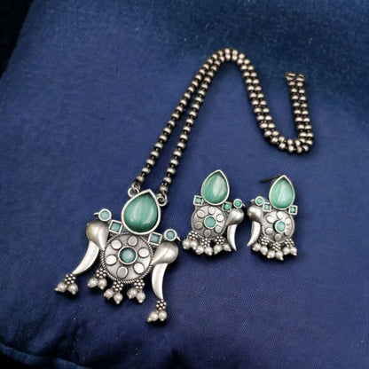 German Silver Floral Pattern Necklace Set for Women | Lady Zone