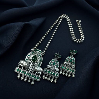 German Silver Cow Pattern Necklace Set for Women | Lady Zone
