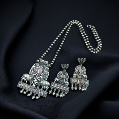 German Silver Cow Pattern Necklace Set for Women | Lady Zone