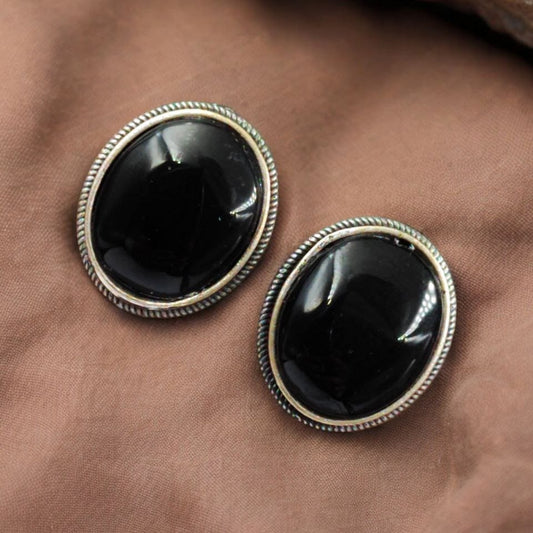 German Silver Green Stone Stud Earrings | Lady Zone