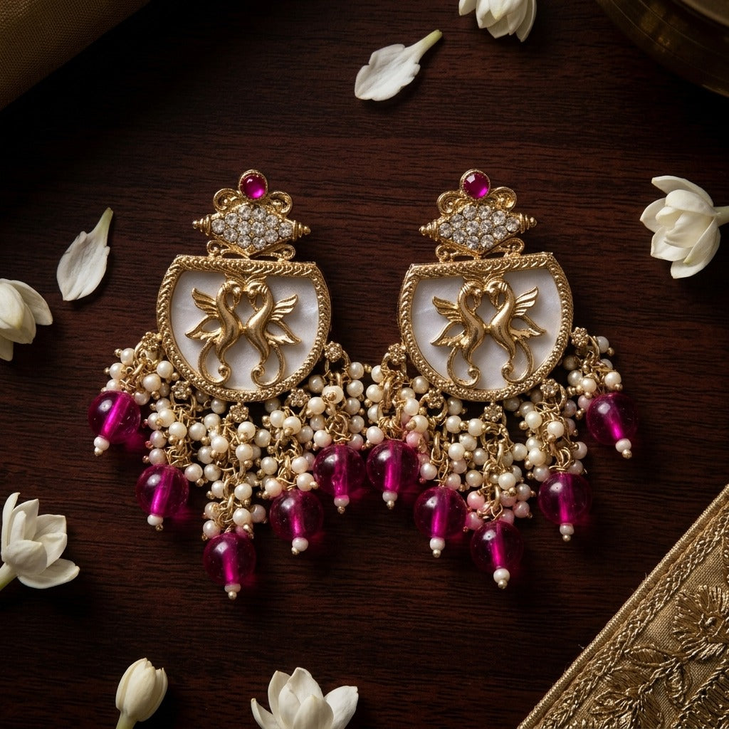 Royal Swan Pearl Drop Earrings for Women | Lady Zone
