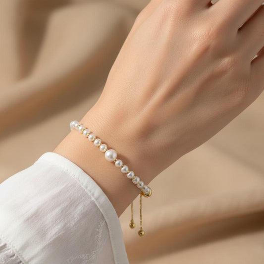 Minimal Pearl Adjustable Bracelet for Women