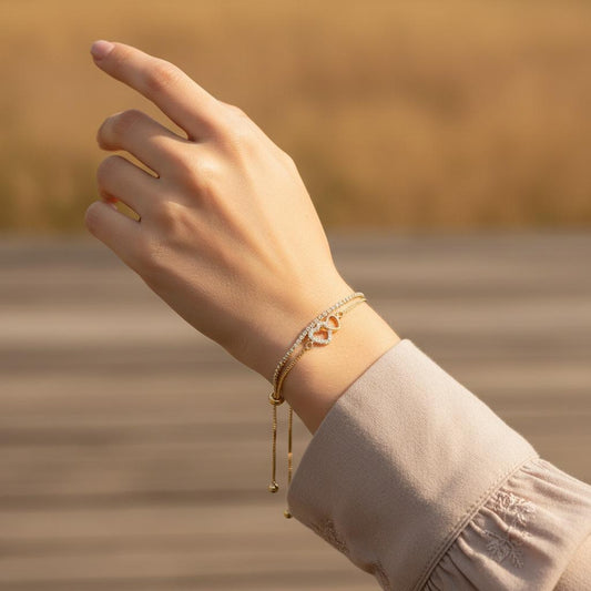 Double Heart Zircon Adjustable Bracelet for Women