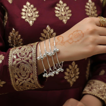 Kashmiri 4 Ghungroo Drop Bangles Set for Women