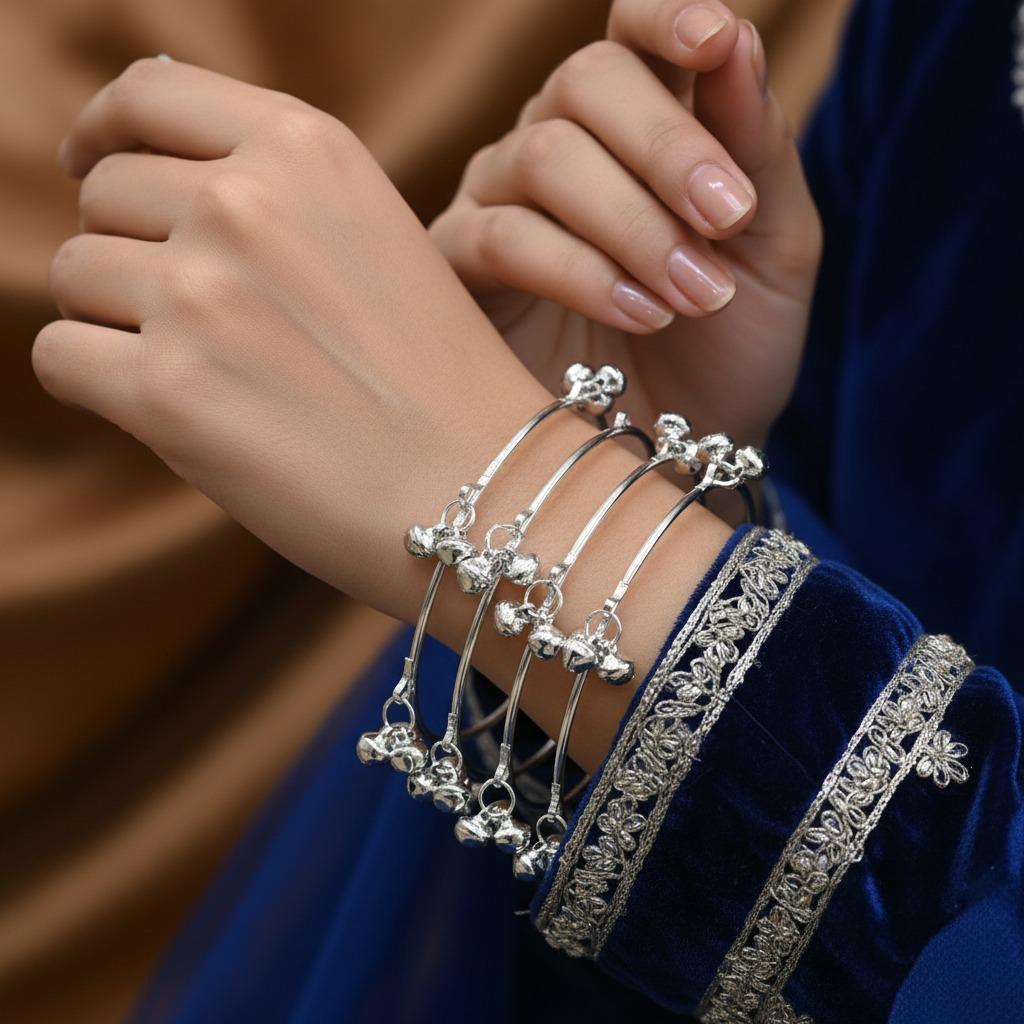 Kashmiri 6 Ghungroo Drop Bangles Set for Women