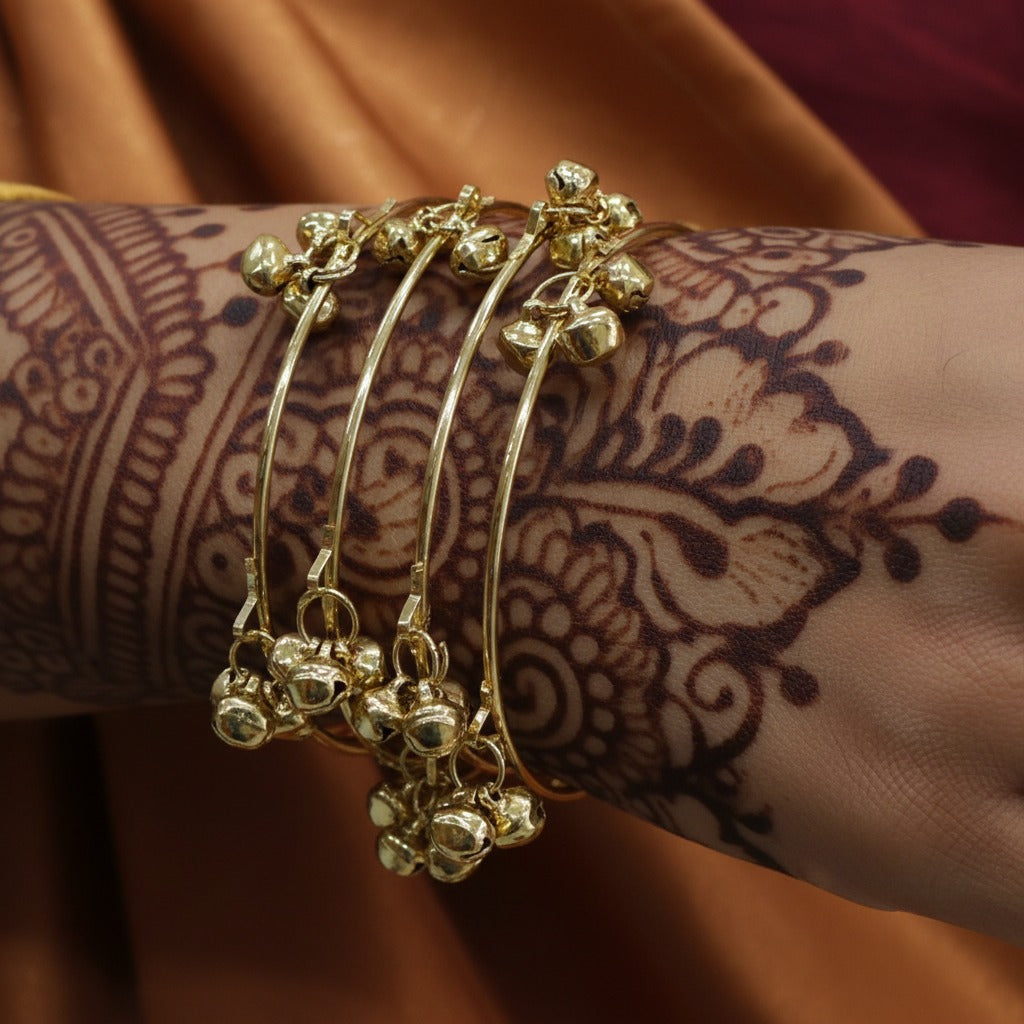 Kashmiri 4 Ghungroo Drop Bangles Set for Women