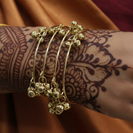 Kashmiri 4 Ghungroo Drop Bangles Set for Women