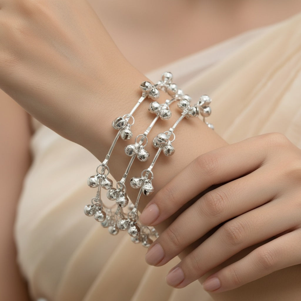 Kashmiri 8 Ghungroo Drop Bangles Set for Women