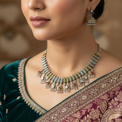 German Silver Traditional Necklace Set for Women | Lady Zone