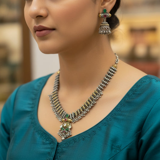 German Silver Pendant Necklace Set for Women | Lady Zone