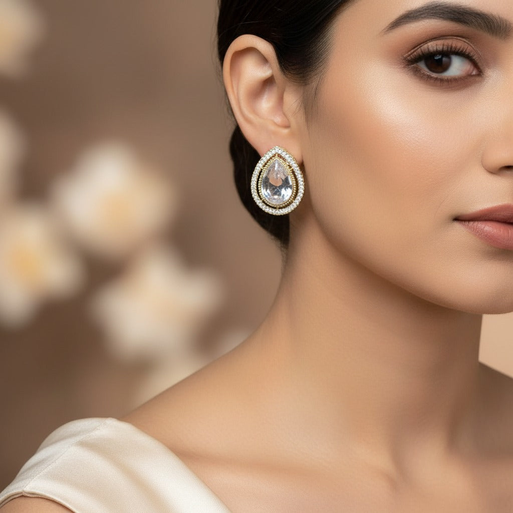 Luxury Teardrop Crystal Stud Earrings for Women