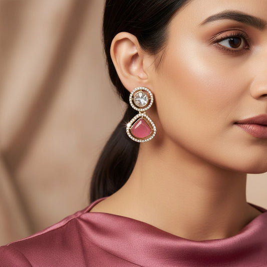 Luxury Dual Stone Drop Earrings for Women | Lady Zone