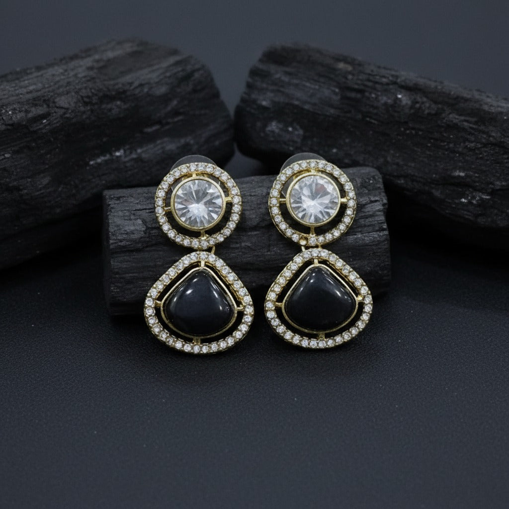 Luxury Dual Stone Drop Earrings for Women | Lady Zone